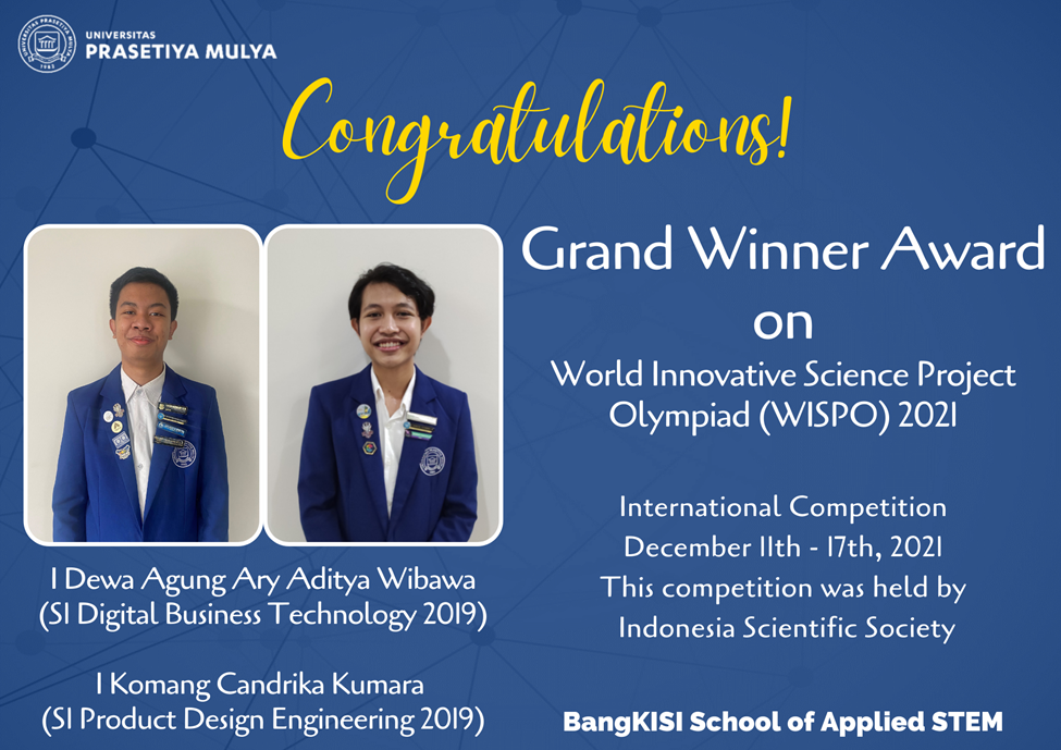 Mahasiswa STEM Raih Grand Winner Award on World Innovative Science Project Olympiad (WISPO) 2021